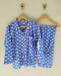 Blue flower Pyjamas With Free Scurnchi.