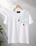 Womens Floral Embroided Cotton T-Shirt - White