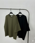 Pack of two plain oversize drop shoulder t-shirts (olive - black)