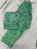 Green floral Pyjamas With Free Scurnchie.